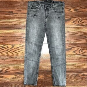 AG Adriano Goldschmied The Stevie Skinny‎ Ankle High Rise Jeans Gray Stretch  27